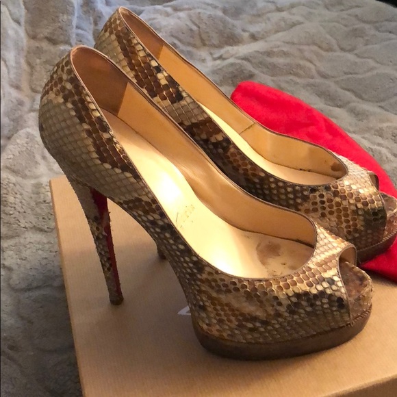 snakeskin red bottom heels